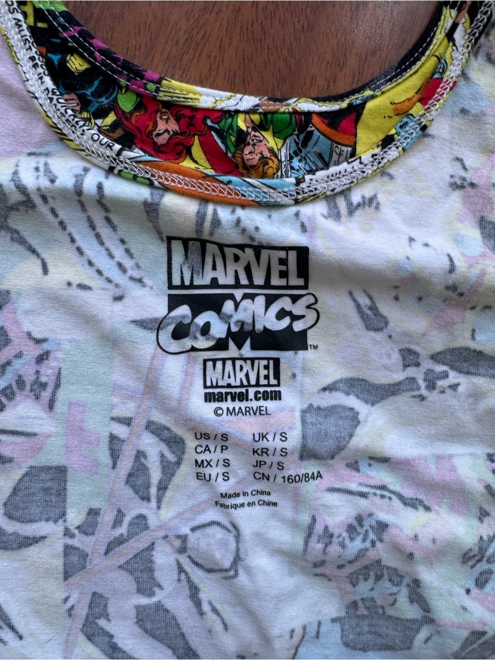 Marvel Multicolor Comic Superhero Graphic-Trim bodysuit Size Small - Picture 3 of 9